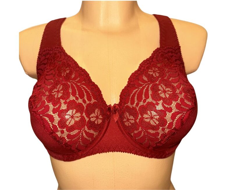 Shaping underwired bra, dark red