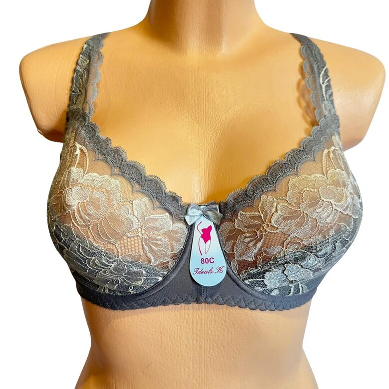 Bra with a half-padded cup, light grey