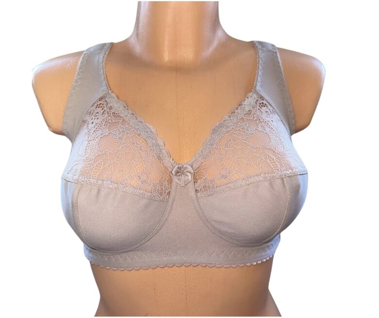 Non-wired bra with wide straps, nude