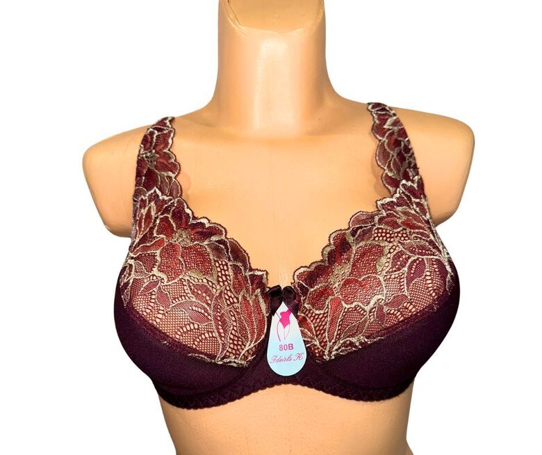 Bra with a half-padded cup, burgundy