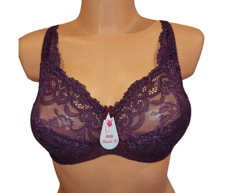 Bra with a half-padded cup, dark purple