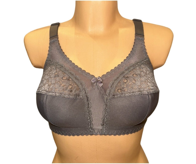 Cotton bra for large breasts, grey