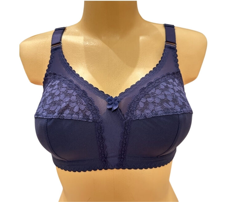 Cotton bra for large breasts, blue