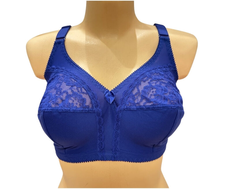 Cotton bra for large breasts, electric blue