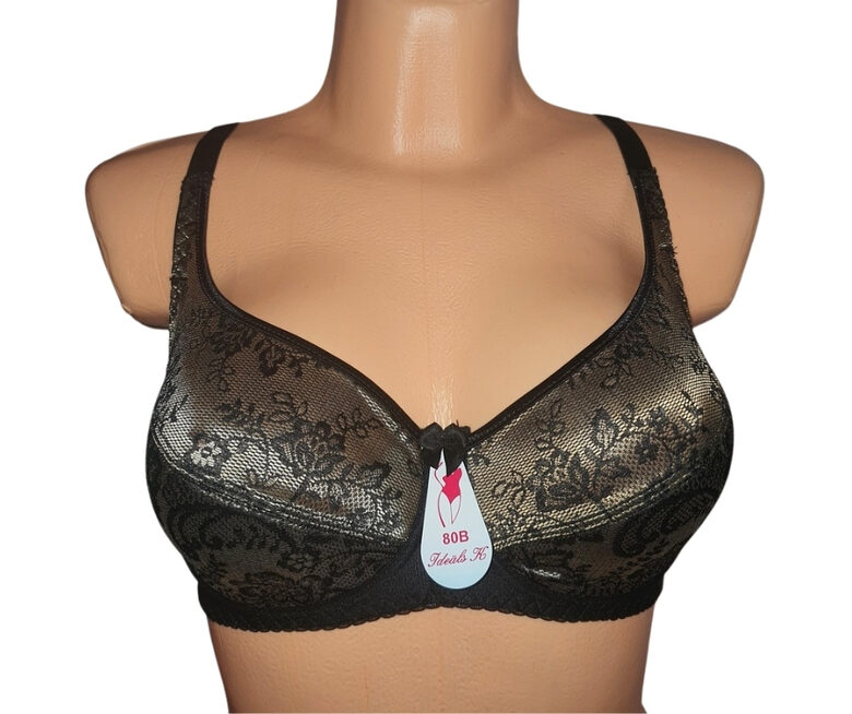 Bra with a half-padded cup, black with gold