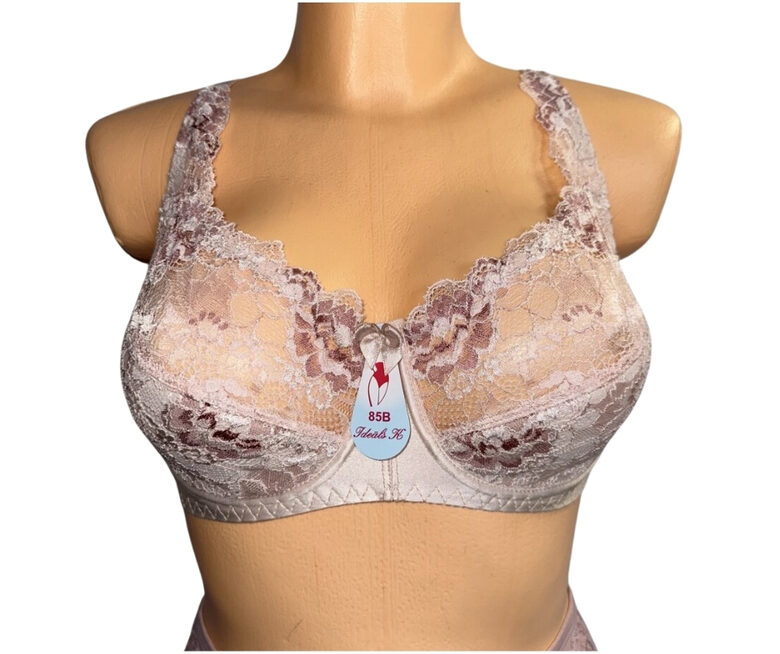Bra with a half-padded cup, white with beige
