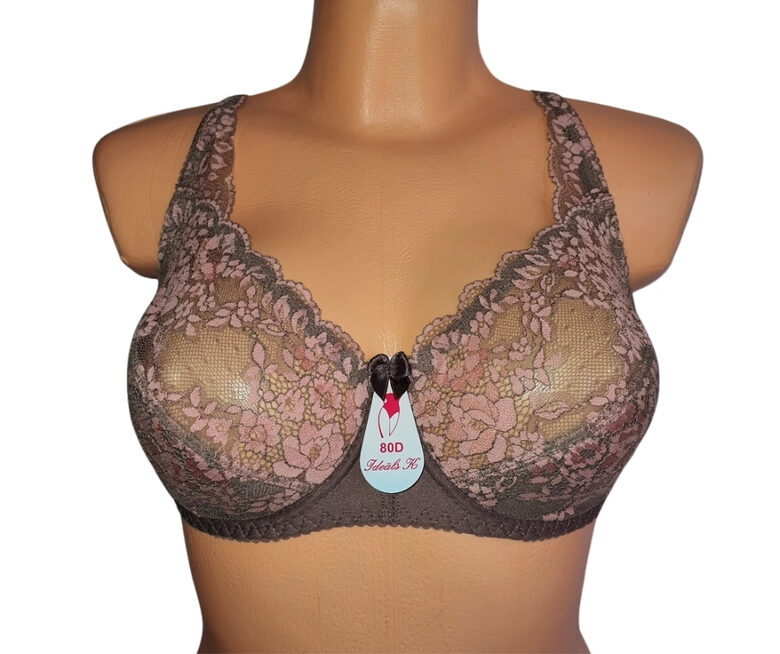 Bra with a half-padded cup, brown with beige