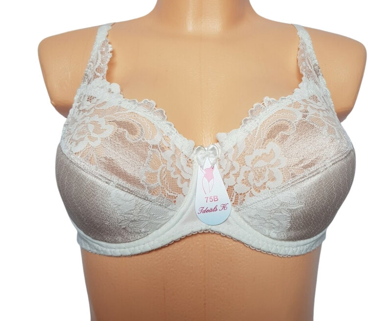 Krūšturis ar puspolsterētu bļodiņu, balts ar bēšīgu