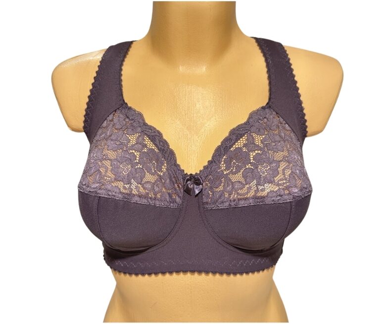 Non-wired bra with wide straps, hydrangea (light plum)