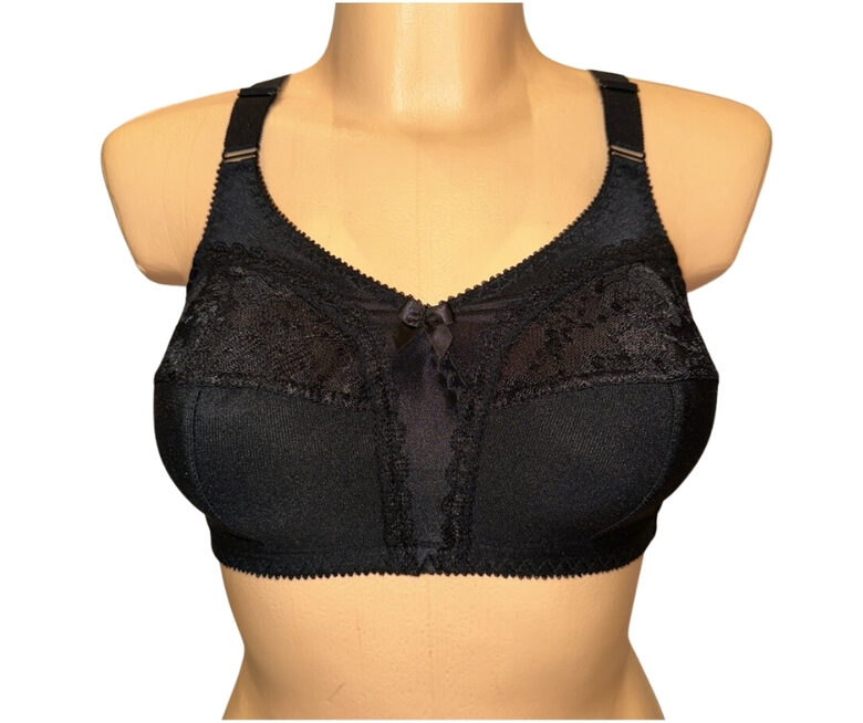 Cotton bra for large breasts, black
