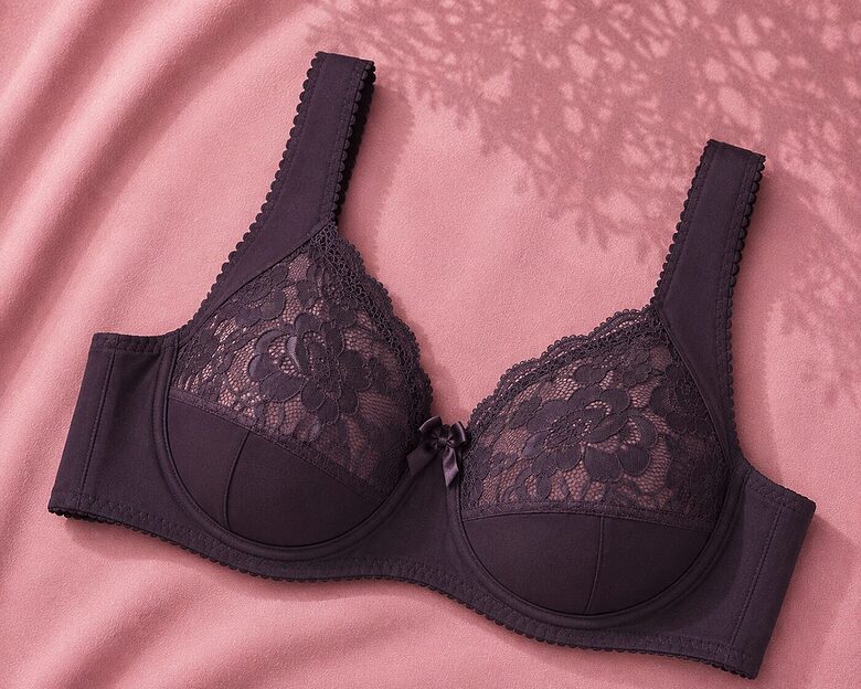 Non-wired bra with wide straps, hydrangea (light plum)
