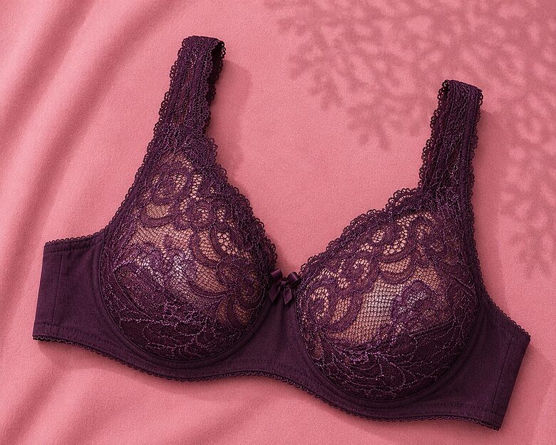 Bra with a half-padded cup, plum-colored