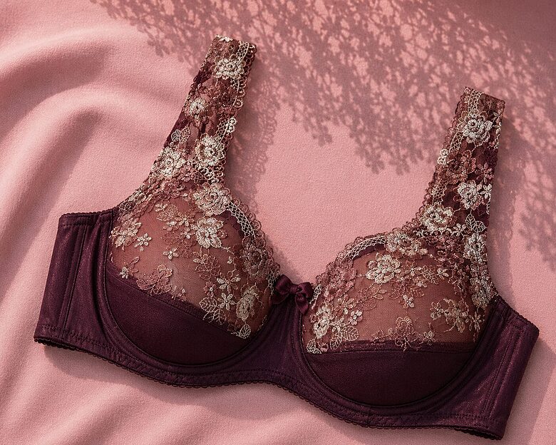 Bra for fuller busts in burgundy