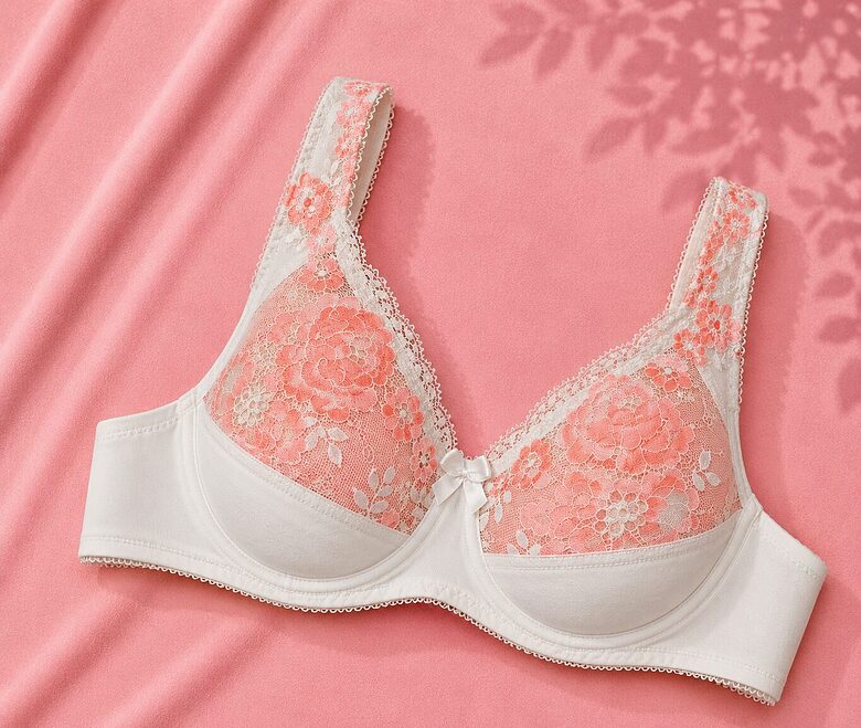Bra for fuller busts in pink/white