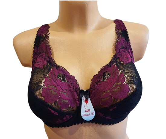 Krūšturis ar puspolsterētu bļodiņu, tumši violets ar melnu