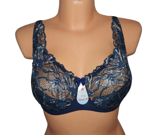 Krūšturis ar puspolsterētu bļodiņu, tumši zils ar zeltu