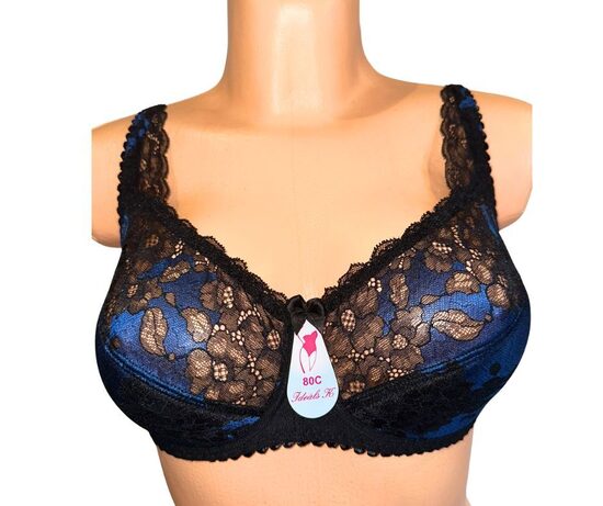 Krūšturis ar puspolsterētu bļodiņu, melns ar zilu