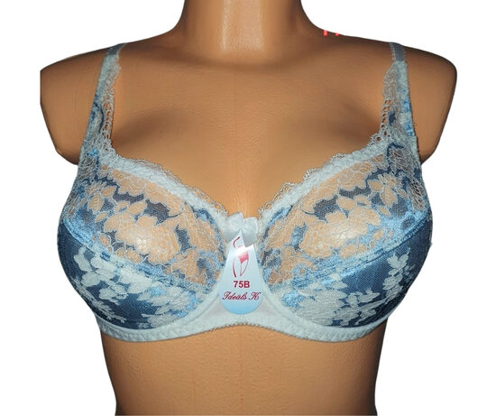 Krūšturis ar puspolsterētu bļodiņu, balts ar tumši zilu