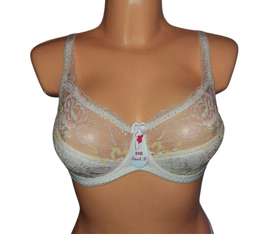 Krūšturis ar puspolsterētu bļodiņu, balts ar dzeltenu