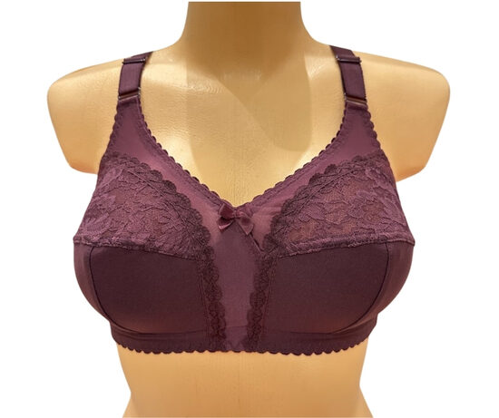 Krūšturis lielām krūtīm no kokvilnas, plūmes krāsā