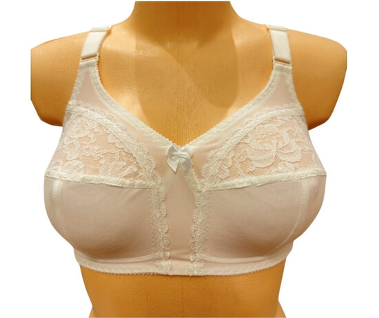 Krūšturis lielām krūtīm no kokvilnas, piena krāsā