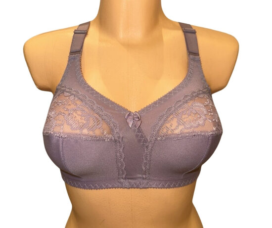 Krūšturis lielām krūtīm no kokvilnas, miglas pelēkā krāsā