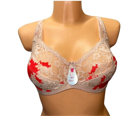 Krūšturis ar puspolsterētu bļodiņu, miesas krāsa ar sarkanu