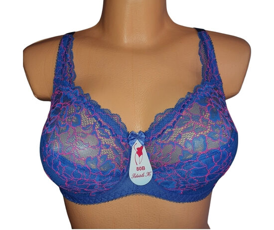 Krūšturis ar puspolsterētu bļodiņu, tumši zils ar koši zilu