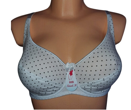 Krūšturis ar puspolsterētu bļodiņu, balts ar pelēkiem punktiem