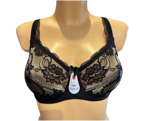 Krūšturis ar puspolsterētu bļodiņu, melns ar zeltaini bēšu